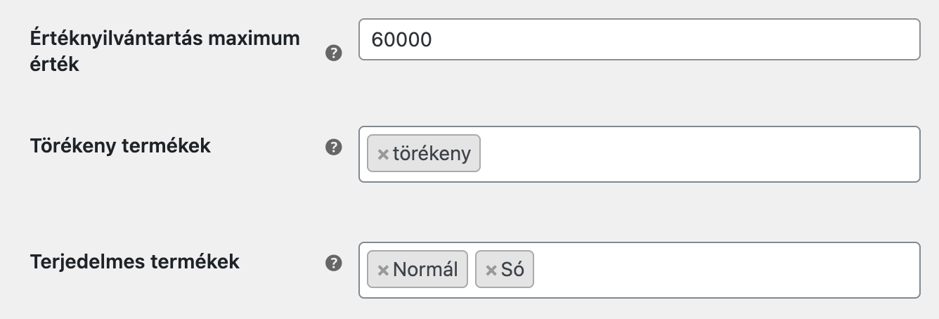 Szolgálatás beállítások Woo-ban